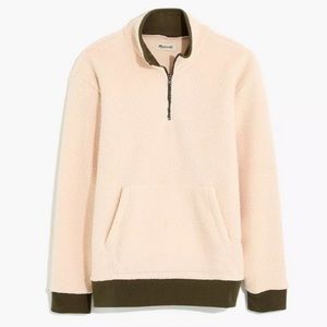 Madewell Men’s Re(sourced) Sherpa Half Zip Hoodie Sweatshirt, NWOT Medium